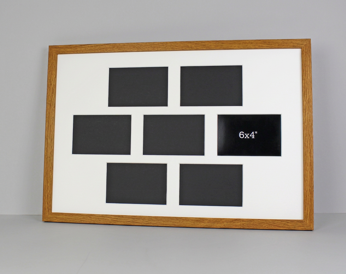 Suits Seven 6x4" photos. 40x60cm. Wooden Multi Aperture Photo Frame.