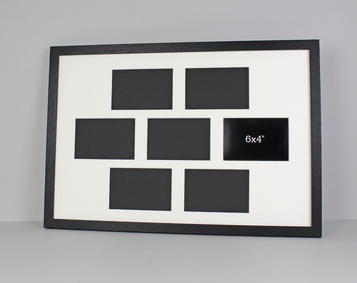Suits Seven 6x4" photos. 40x60cm. Wooden Multi Aperture Photo Frame.