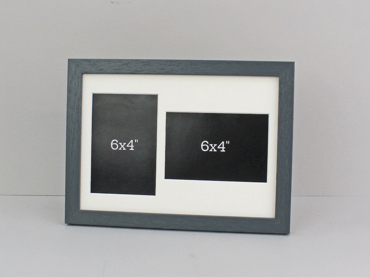 Suits Two 6x4" Photos; One Portrait and One Landscape. A4. Wooden Multi Aperture Photo Frame.