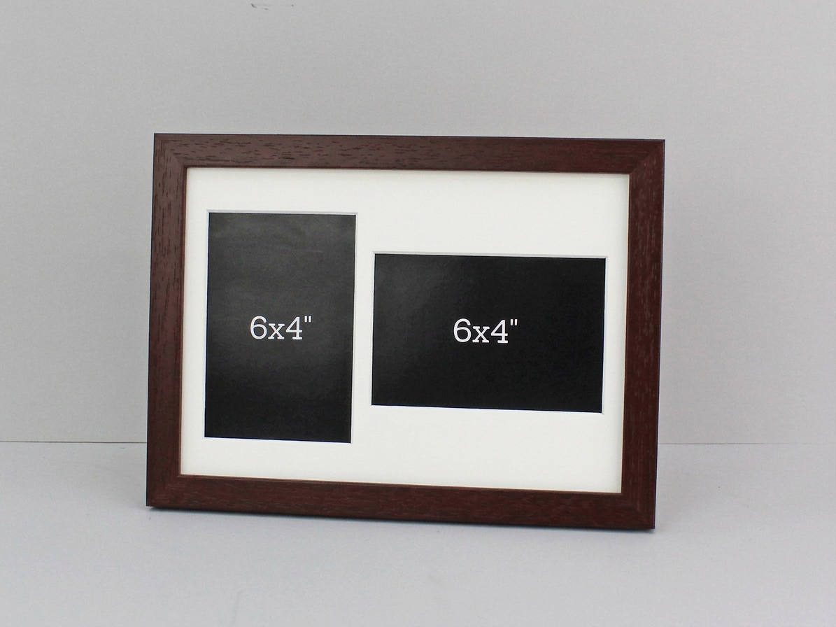 Suits Two 6x4" Photos; One Portrait and One Landscape. A4. Wooden Multi Aperture Photo Frame.
