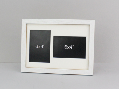 Suits Two 6x4" Photos; One Portrait and One Landscape. A4. Wooden Multi Aperture Photo Frame.