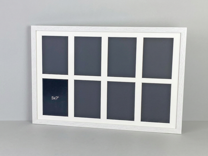 Suits Eight 5x7" photos.40x60cm. Wooden Multi Aperture Photo Frame.