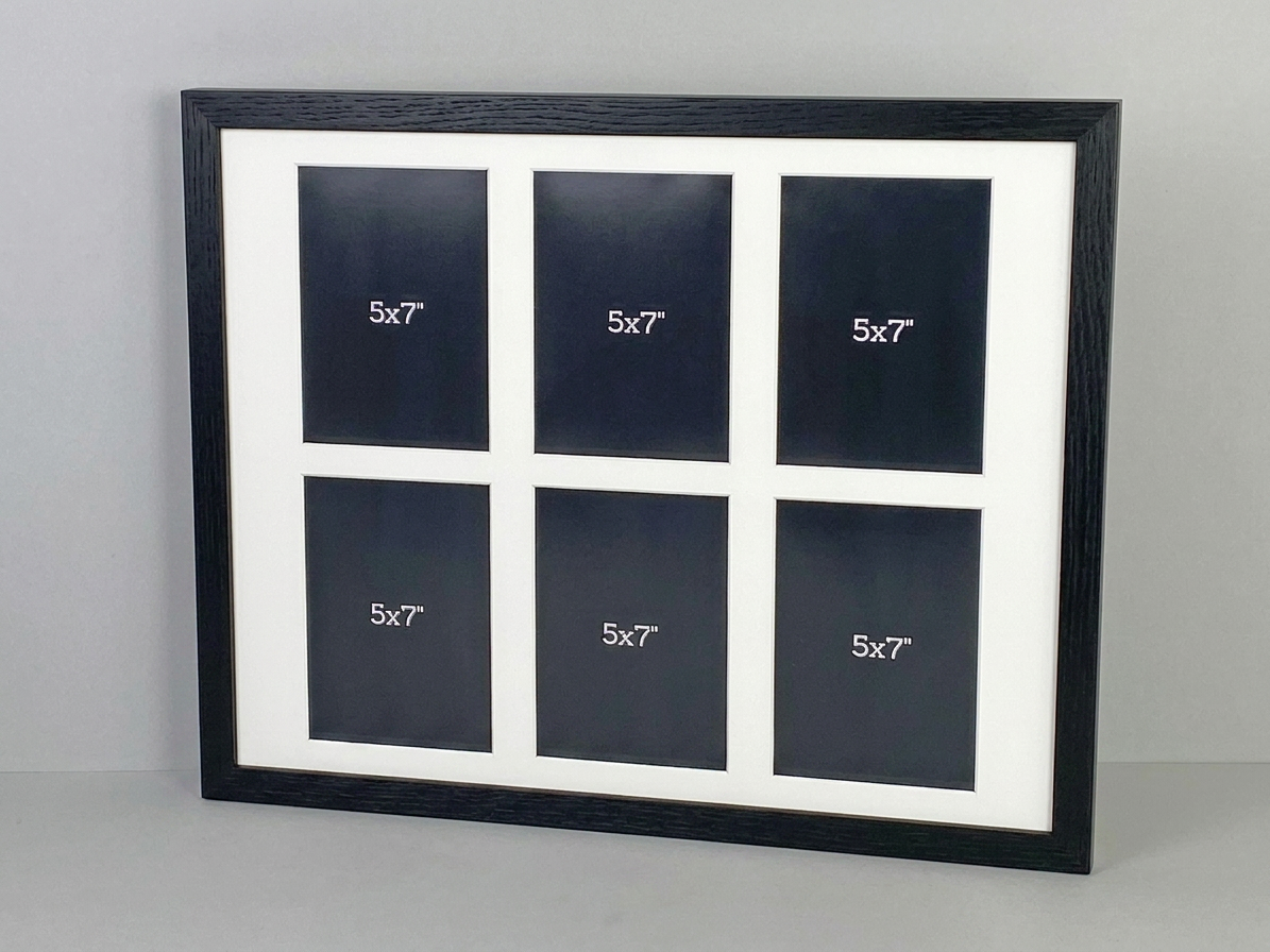 Suits Six 5x7" Photos. 40x50cm. Wooden Multi Aperture Photo Frame.