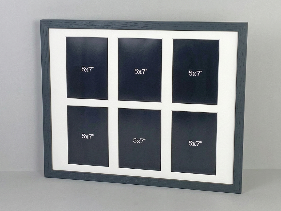 Suits Six 5x7" Photos. 40x50cm. Wooden Multi Aperture Photo Frame.