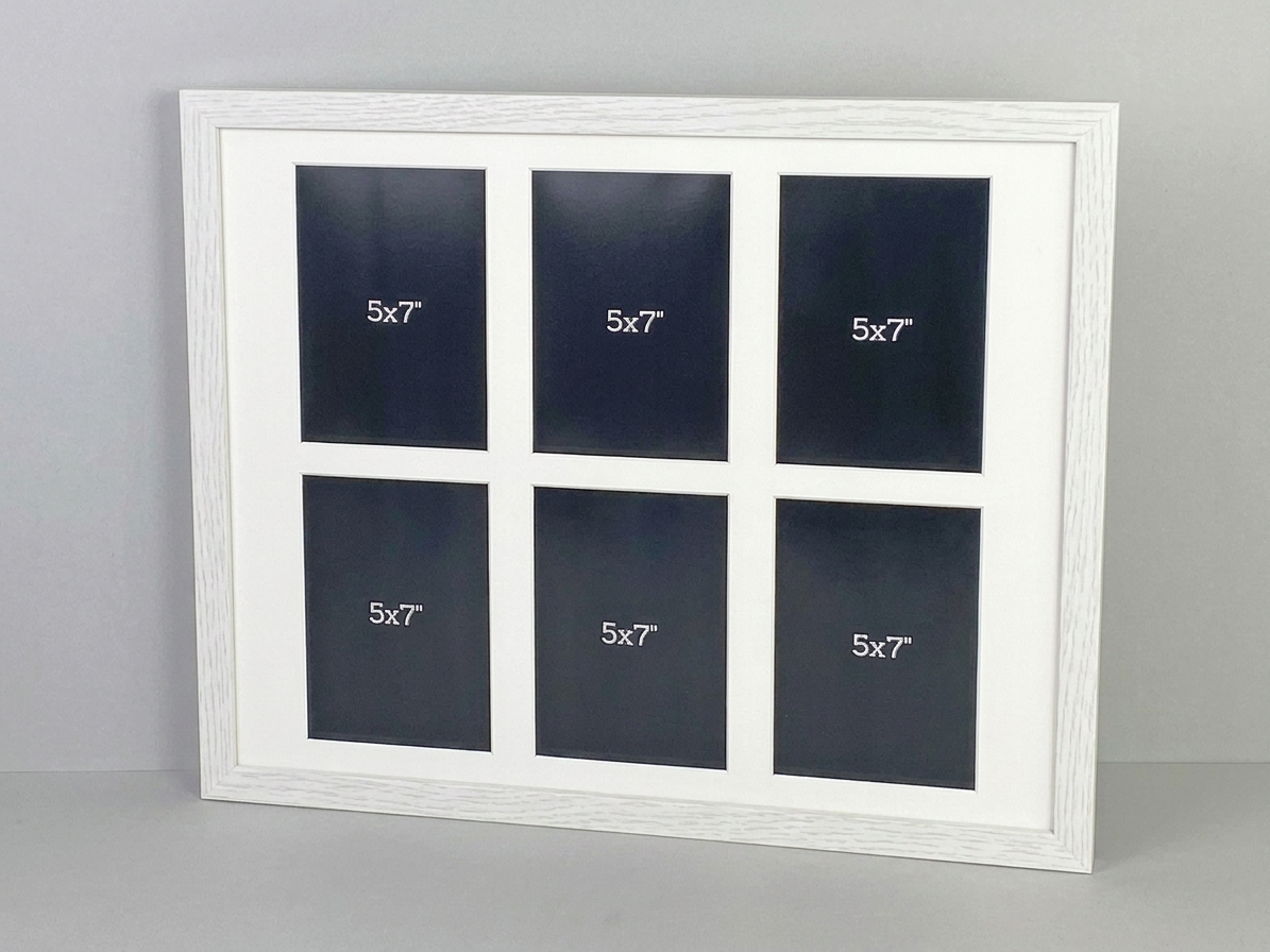 Suits Six 5x7" Photos. 40x50cm. Wooden Multi Aperture Photo Frame.