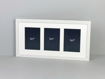 Suits Three 5x7" Photos. 25x50cm. Wooden Multi Aperture/ Collage Frame.