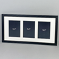 Suits Three 5x7" Photos. 25x50cm. Wooden Multi Aperture/ Collage Frame.