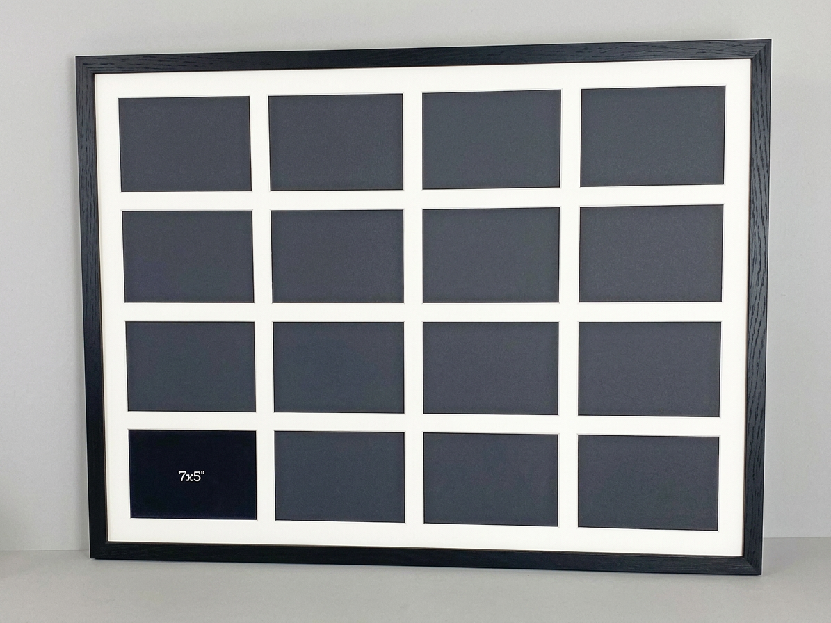 Suits Sixteen 5x7" Photos. 60x80cm. Wooden Multi Aperture Photo Frame.