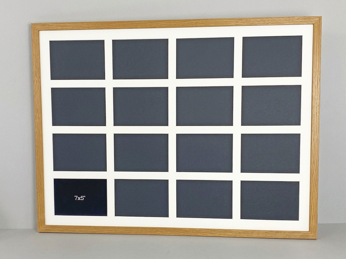 Suits Sixteen 5x7" Photos. 60x80cm. Wooden Multi Aperture Photo Frame.