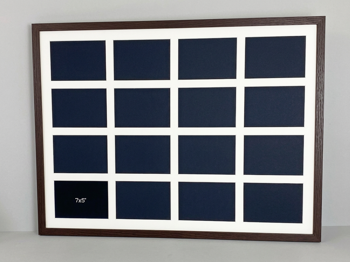 Suits Sixteen 5x7" Photos. 60x80cm. Wooden Multi Aperture Photo Frame.