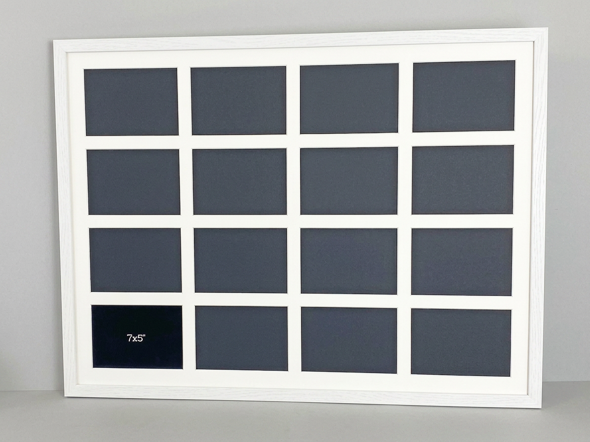 Suits Sixteen 5x7" Photos. 60x80cm. Wooden Multi Aperture Photo Frame.