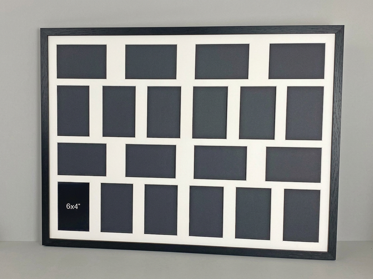 Suits Twenty 6x4" Photos. Mixed orientation. 60x80cm. Wooden Multi Aperture Picture Frame.