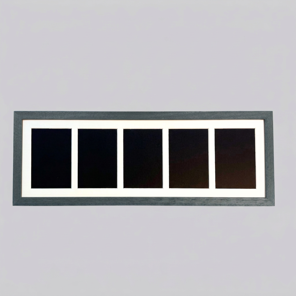 Suits Five 6x4" photos. 20x60cm. Wooden Multi Aperture Photo Frame.