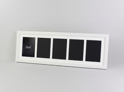 Suits Five 6x4" photos. 20x60cm. Wooden Multi Aperture Photo Frame.