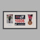 Personalised Medal display Frame with Apertures for Medal, Bib number and Photo.