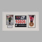 Personalised Medal display Frame with Apertures for Medal, Bib number and Photo.