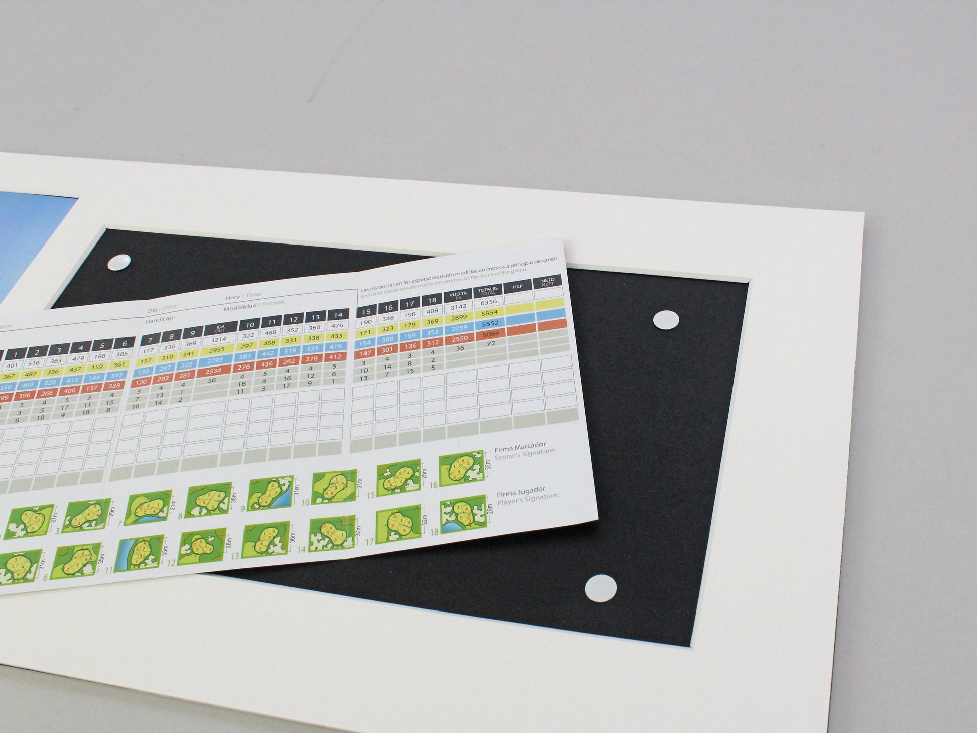 Golf Score Card Display Frame, With 6x4" Photo. 30x40cm Frame | Score Card sizes can vary - Check your size before purchase. - PhotoFramesandMore - Wooden Picture Frames