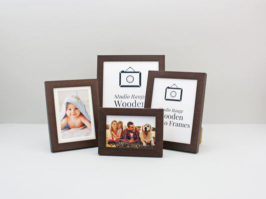Walnut Colour - Wooden Photo Frames - Stand or Hang.
