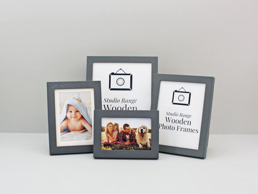 Dark Grey - Wooden Photo Frames - Stand or Hang.