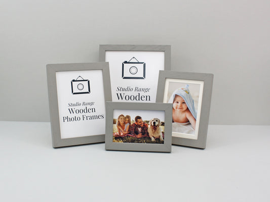 Pale Grey - Wooden Photo Frames - Stand or Hang.