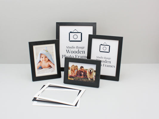 Black - Wooden Photo Frames - Stand or Hang.