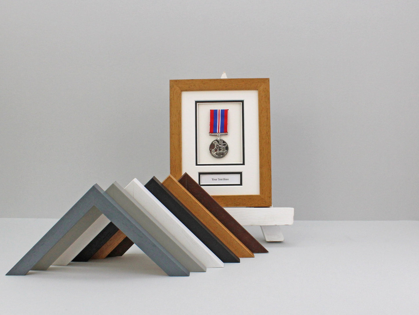 Personalised Military Medal display Frame for One Medal. 8x6" Size Frame. - PhotoFramesandMore - Wooden Picture Frames