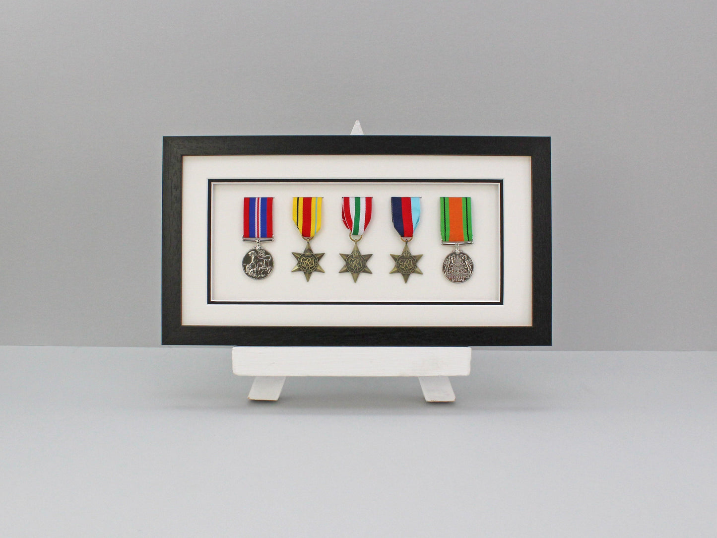 Military and Service Medal display Frame for Six Medals. 20x40cm. Handmade. Service Medals | War Medals | WW1 | WW2 | Collector Medals - PhotoFramesandMore - Wooden Picture Frames
