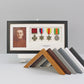 Personalised Military and Service Medal display Frame for Four Medals and one 6x4" Photograph. 20x40cm.War Medals. - PhotoFramesandMore - Wooden Picture Frames