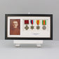 Personalised Military and Service Medal display Frame for Four Medals and one 6x4" Photograph. 20x40cm.War Medals. - PhotoFramesandMore - Wooden Picture Frames