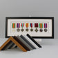 Military Medal display Frame for Eight Medals. 20x50cm. Wooden box Frame | Service Medals | War Medals | WW1 | WW2 | Commemorative Medals - PhotoFramesandMore - Wooden Picture Frames