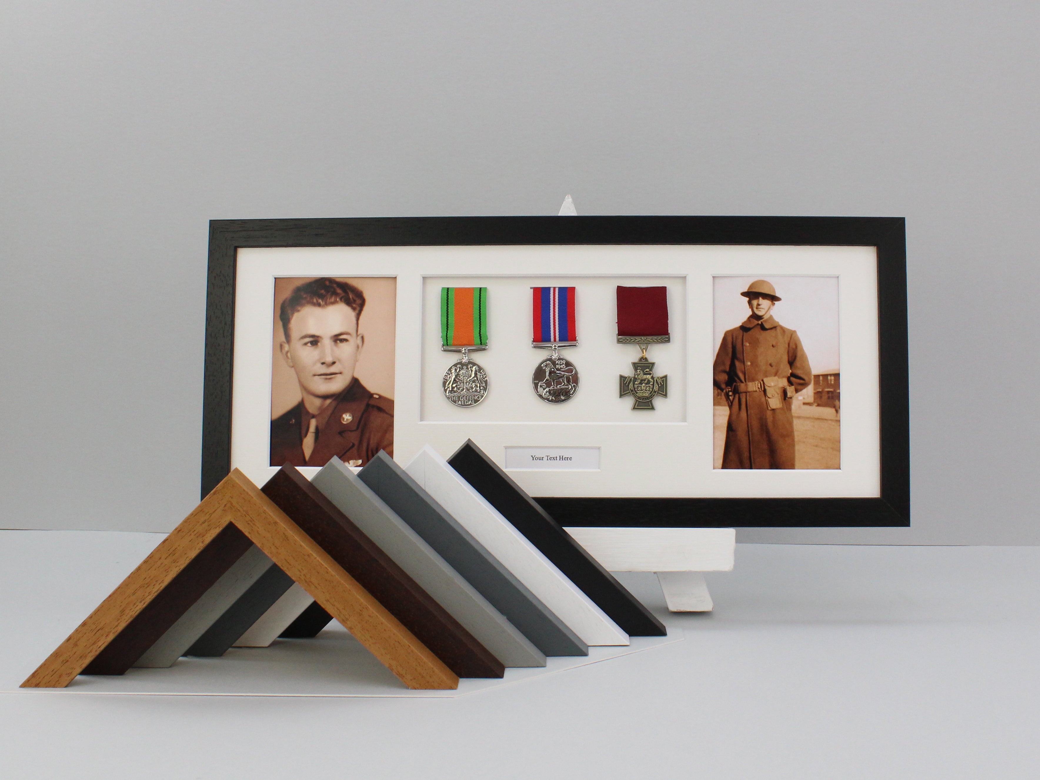 Personalised Military Medal Frame for Three Medals and two photos| WW1 ...