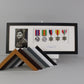 Personalised Military and Service Medal display Frame for Five Medals and one 6x4" Photograph. 20x50cm.War Medals. - PhotoFramesandMore - Wooden Picture Frames