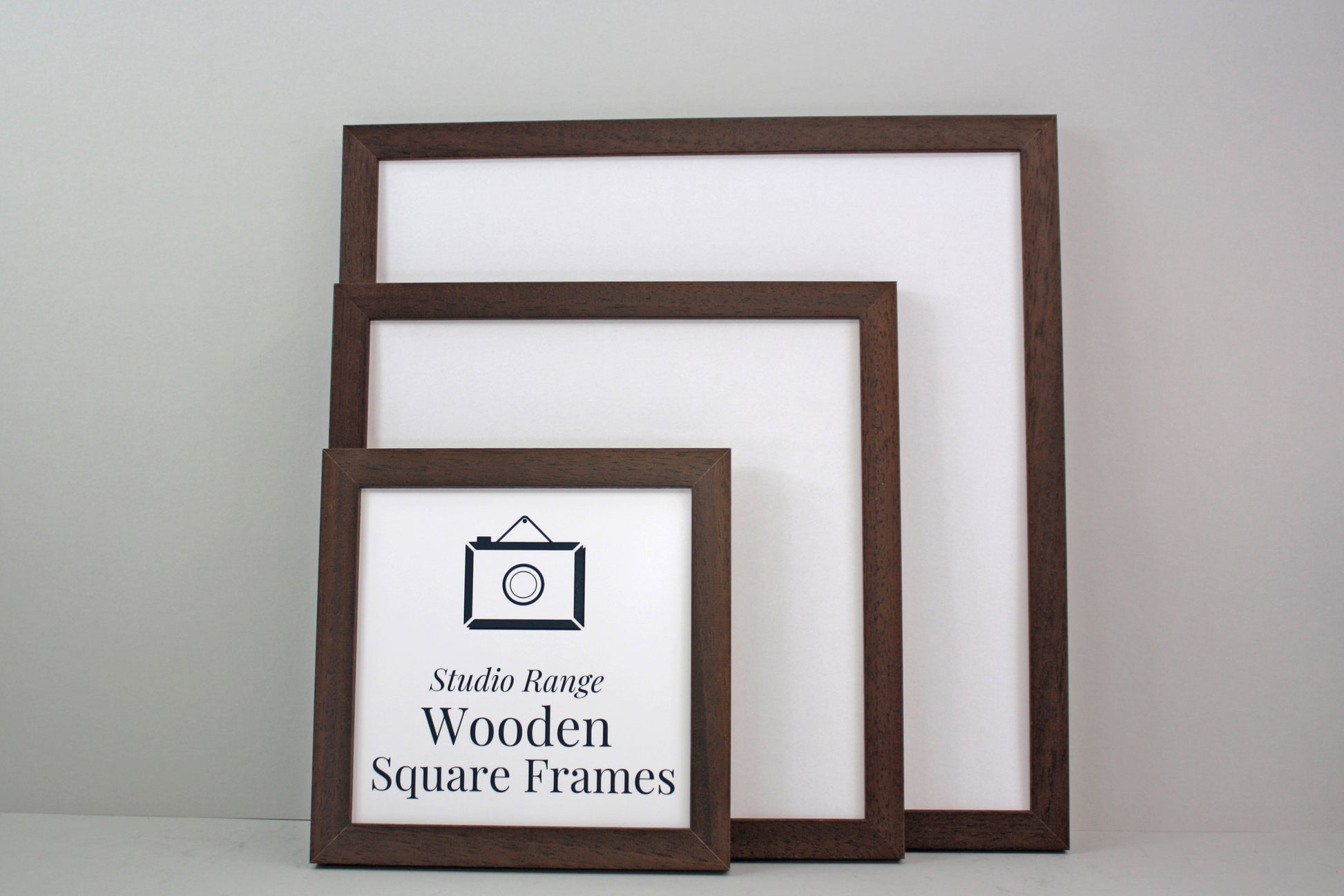 Walnut Colour - Square Wooden Frames | Standard Size Frames - PhotoFramesandMore - Wooden Picture Frames