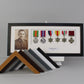 Personalised Military and Service Medal display Frame for Six Medals and one 6x4" Photograph. 20x50cm.War Medals. - PhotoFramesandMore - Wooden Picture Frames