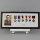 Personalised Military and Service Medal display Frame for Six Medals and one 6x4" Photograph. 20x50cm.War Medals.