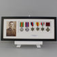 Personalised Military and Service Medal display Frame for Six Medals and one 6x4" Photograph. 20x50cm.War Medals. - PhotoFramesandMore - Wooden Picture Frames