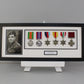 Personalised Military and Service Medal display Frame for Six Medals and a 6x4" Photograph. 20x50cm.