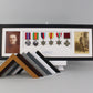 Personalised Military Medal display Frame for Six Medals and two 6x4" Photographs. 20x60cm.  War Medals. - PhotoFramesandMore - Wooden Picture Frames