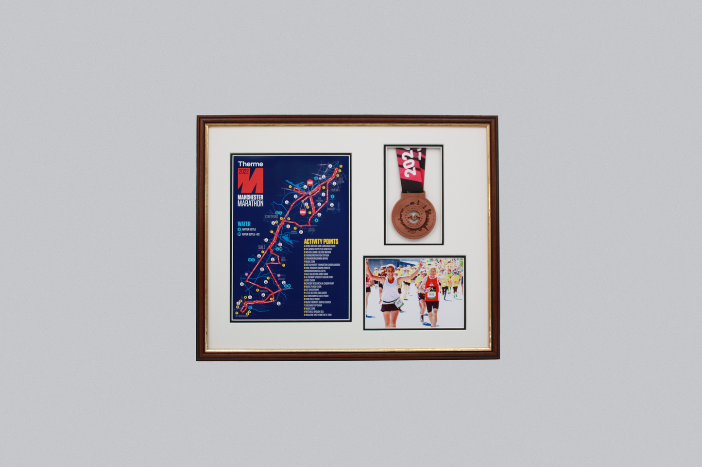 Medal display Frame with Apertures for  Portrait A4 Map or certificate & 5x7" Photo. Traditional Style