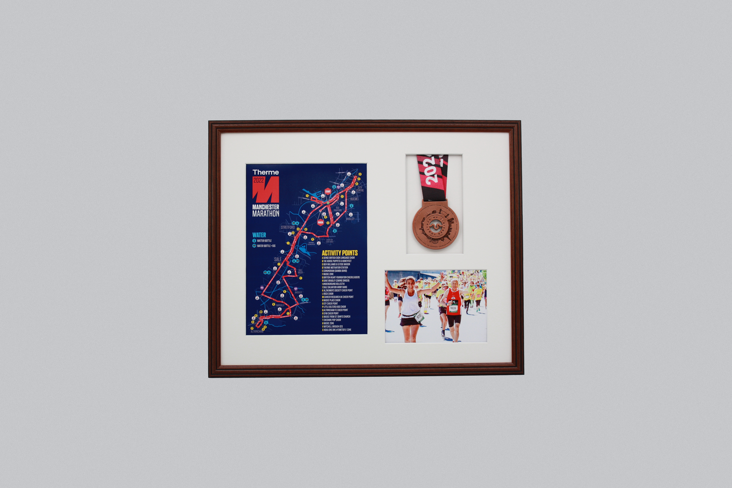 Medal display Frame with Apertures for  Portrait A4 Map or certificate & 5x7" Photo. Traditional Style