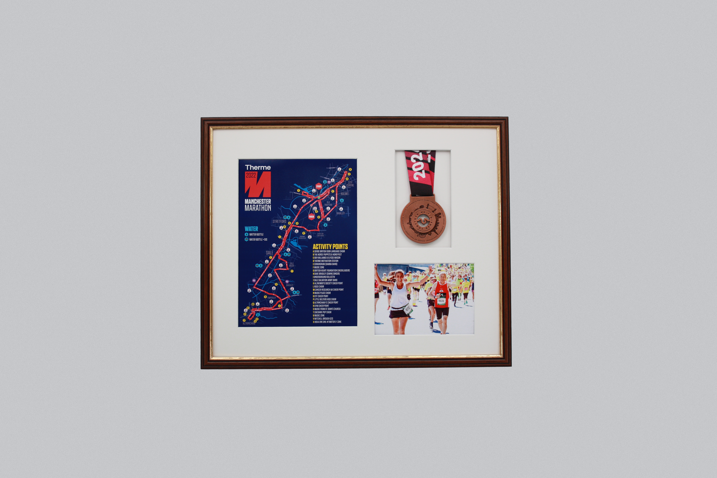 Medal display Frame with Apertures for  Portrait A4 Map or certificate & 5x7" Photo. Traditional Style