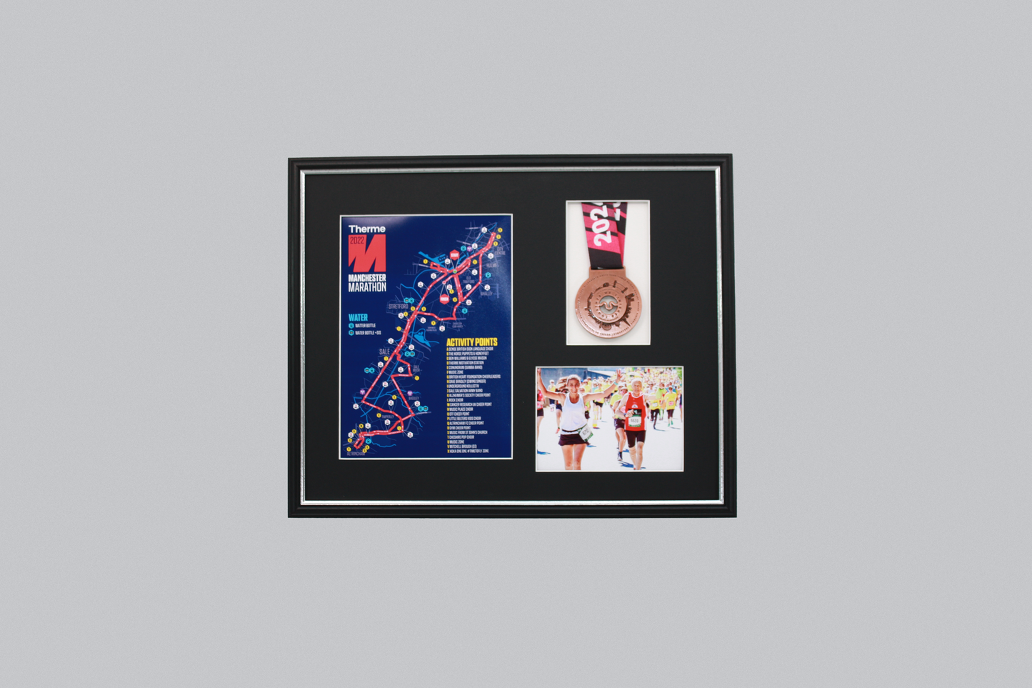 Medal display Frame with Apertures for  Portrait A4 Map or certificate & 5x7" Photo. Traditional Style