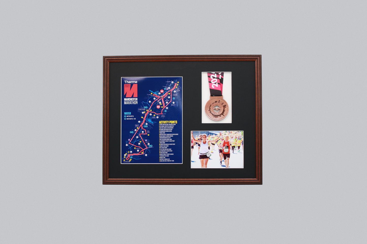 Medal display Frame with Apertures for  Portrait A4 Map or certificate & 5x7" Photo. Traditional Style