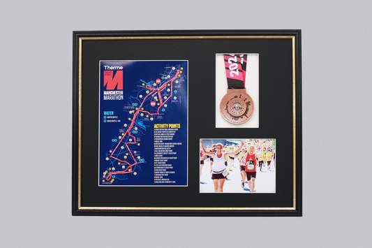 Medal display Frame with Apertures for  Portrait A4 Map or certificate & 5x7" Photo. Traditional Style