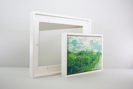 White Wooden Tray Frames. 22mm Deep. Standard Size. Floating Effect Frames for Canvases.
