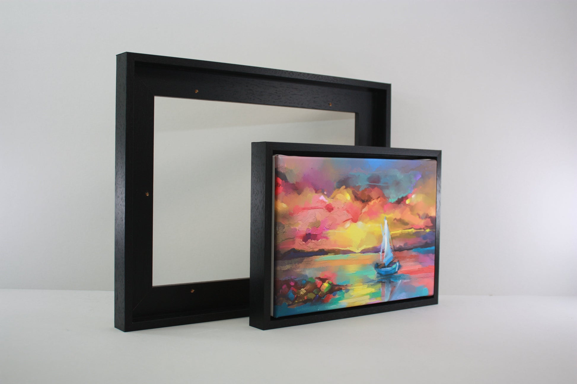 Black Wooden Tray Frames. 22mm Deep. Standard Size. Floating Effect Frames for Canvas - PhotoFramesandMore - Wooden Picture Frames