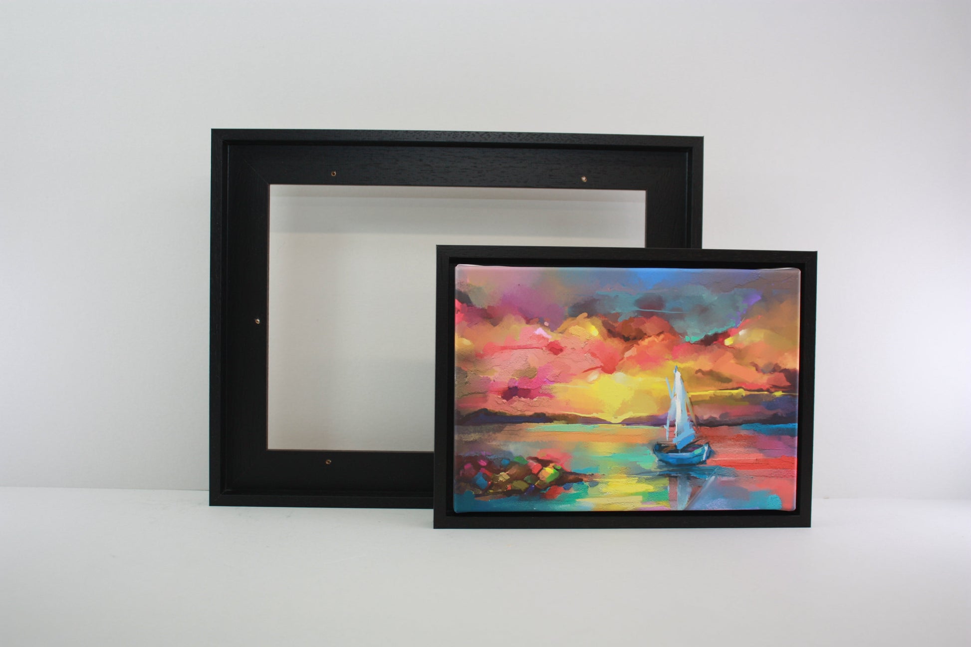 Black Wooden Tray Frames. 22mm Deep. Standard Size. Floating Effect Frames for Canvas - PhotoFramesandMore - Wooden Picture Frames