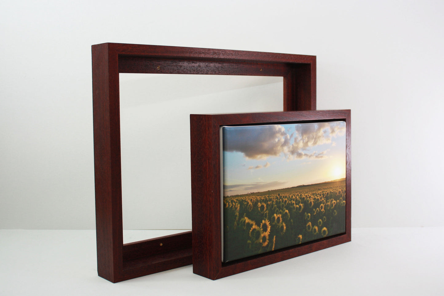 Mahogany - 40mm Deep Canvas Tray Frames.  Standard Sizes. Floating Effect Frames for Canvases. - PhotoFramesandMore - Wooden Picture Frames