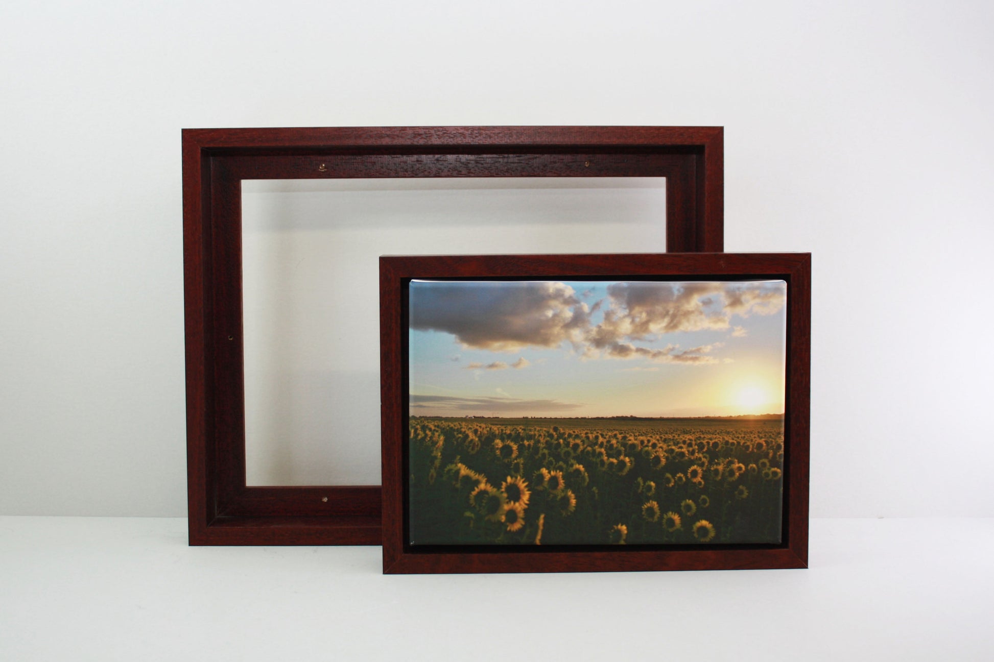 Mahogany - 40mm Deep Canvas Tray Frames.  Standard Sizes. Floating Effect Frames for Canvases. - PhotoFramesandMore - Wooden Picture Frames