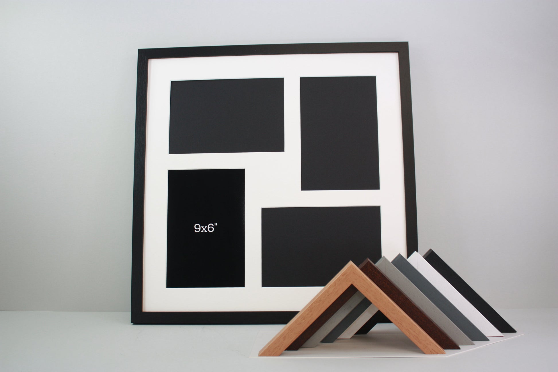 Suits Four 9x6" photos. 50x50cm. Wooden Multi Aperture Photo Frame. - PhotoFramesandMore - Wooden Picture Frames